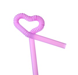 Photo of Light purple plastic cocktail straw isolated on white