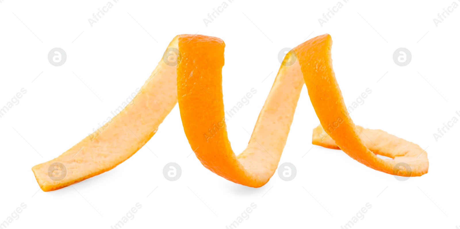 Photo of Fresh orange peel preparing for drying isolated on white