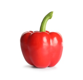 Photo of Tasty ripe red bell pepper on white background