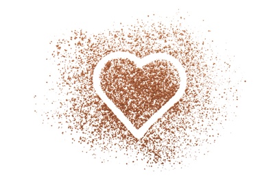 Photo of Composition with cocoa powder on white background