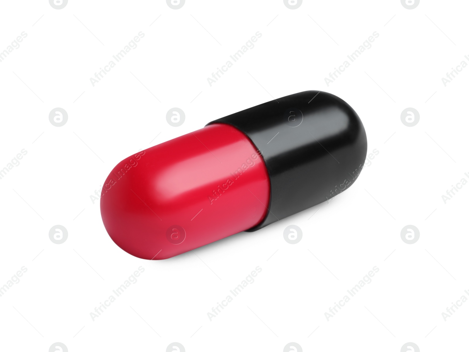 Photo of One pill on white background. Medicinal treatment