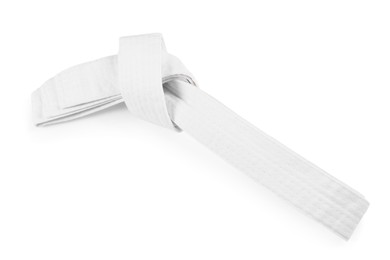 Karate belt isolated on white, top view