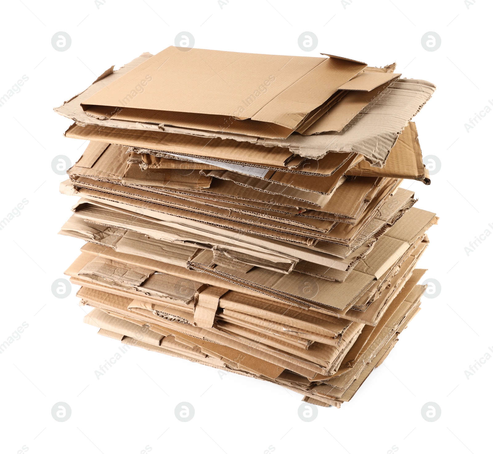 Photo of Stack of cardboard pieces isolated on white