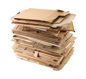 Stack of cardboard pieces isolated on white