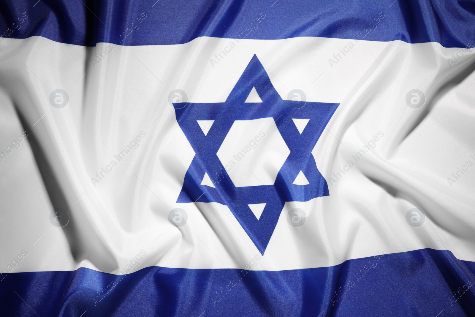 Photo of Flag of Israel as background, top view. National symbol