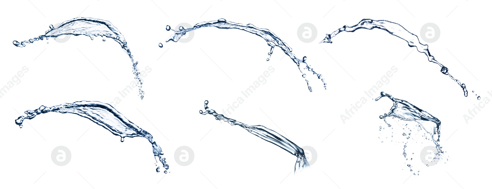 Image of Set with splashes of pure water on white background. Banner design