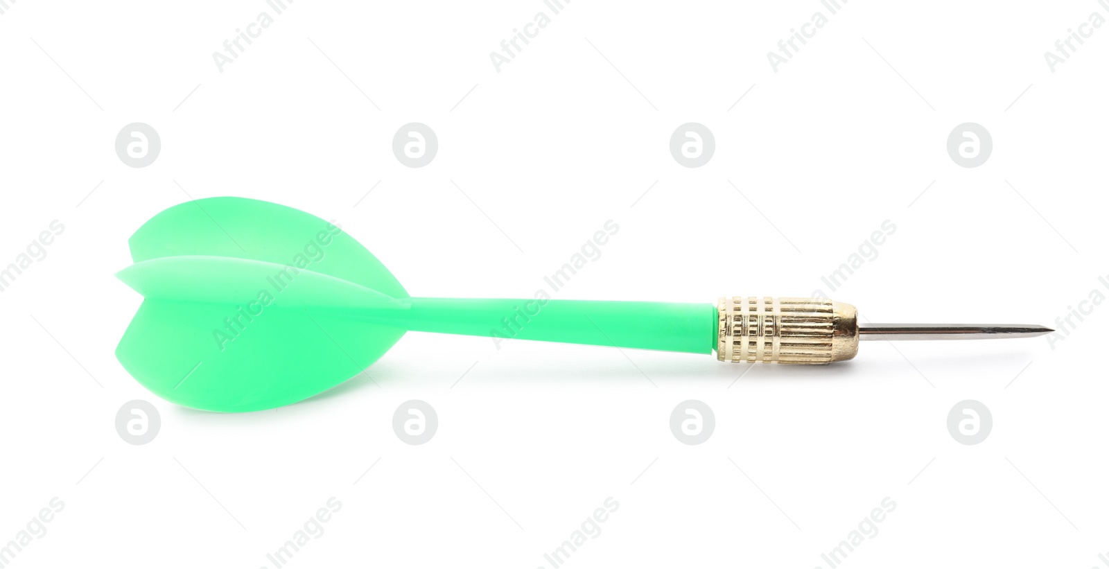 Photo of Single sharp green dart isolated on white