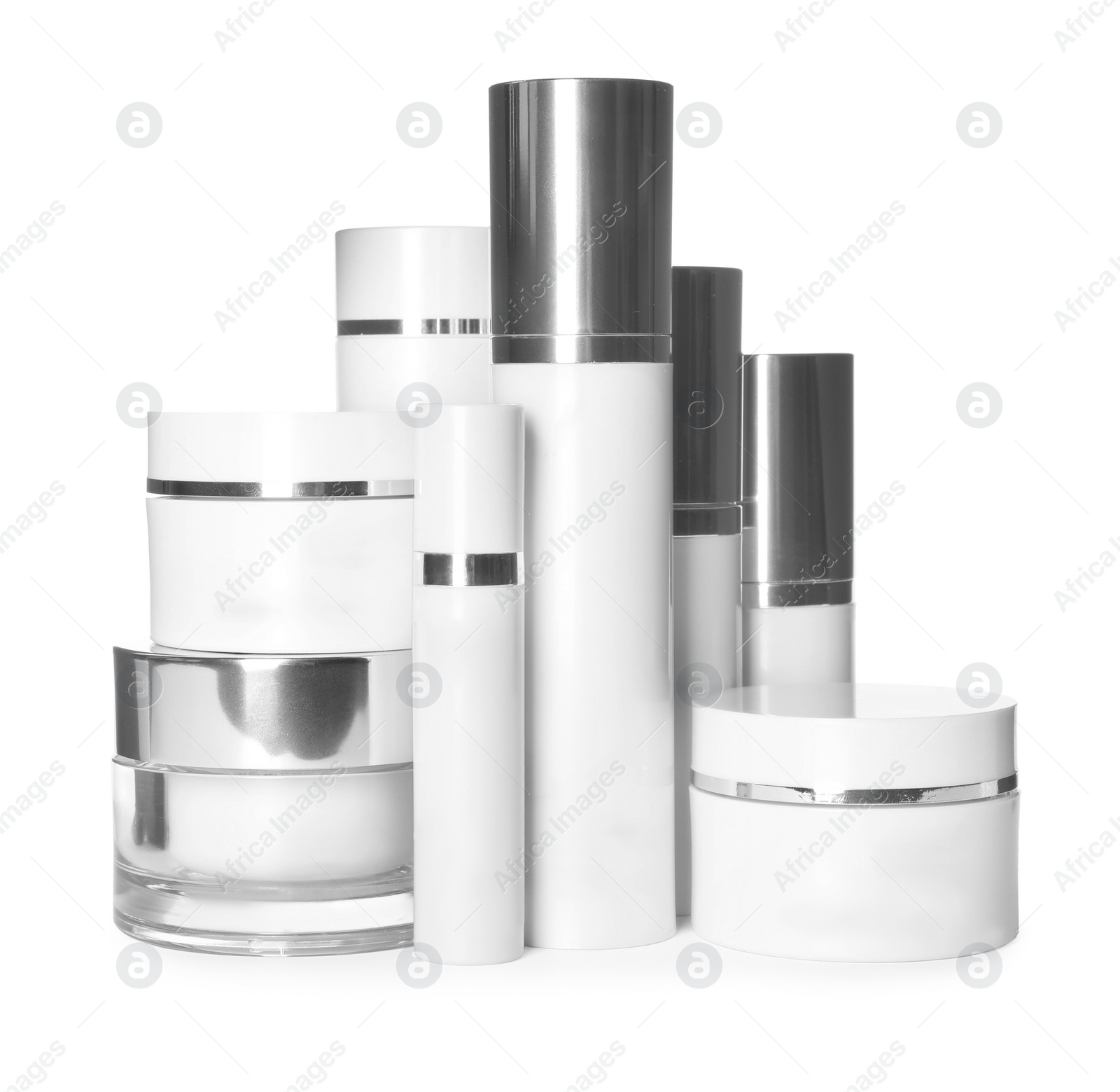 Photo of Set of luxury cosmetic products isolated on white