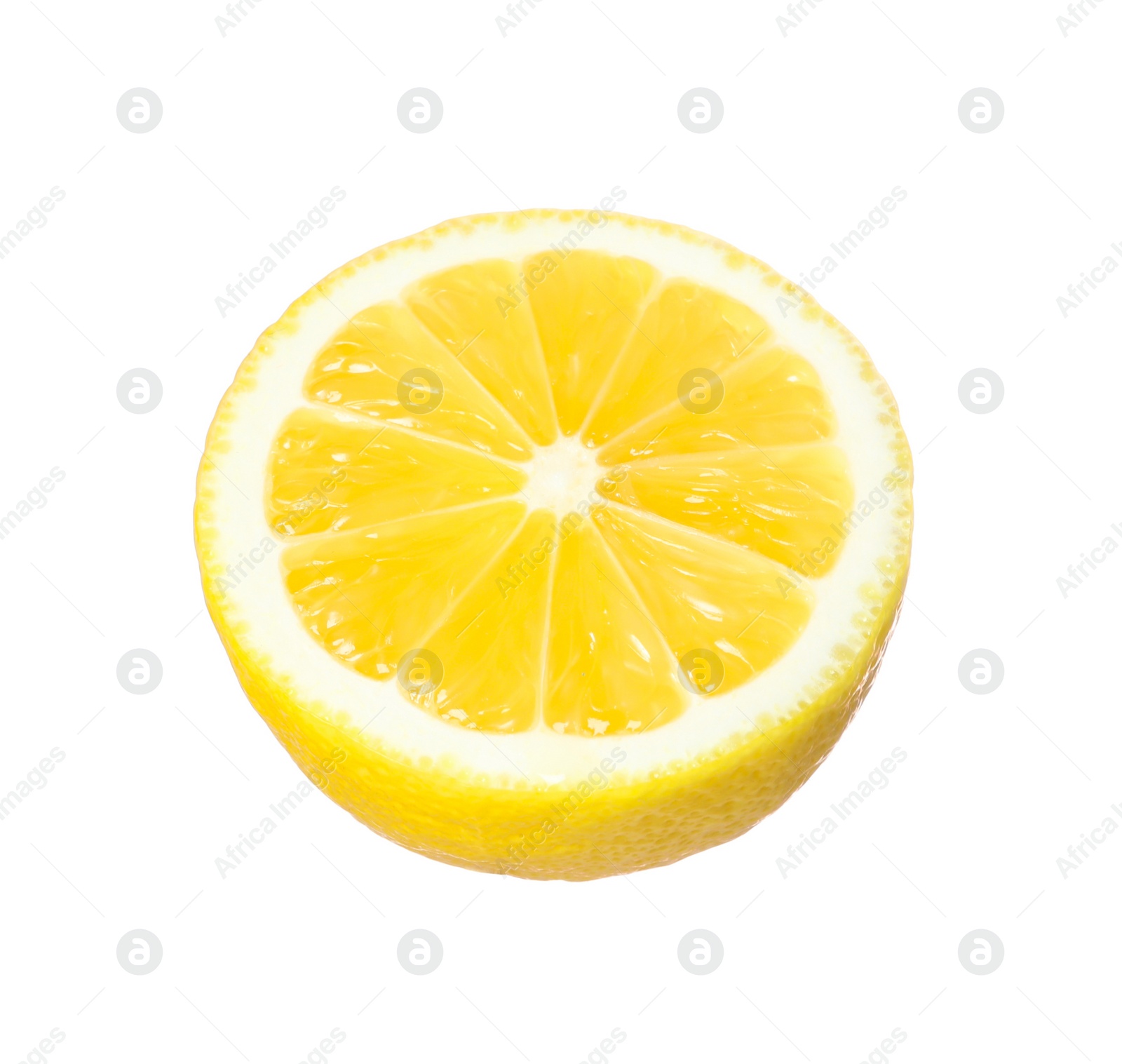 Photo of Fresh ripe lemon half isolated on white