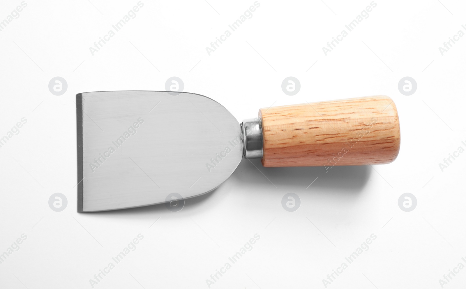 Photo of Cheese knife with wooden handle isolated on white