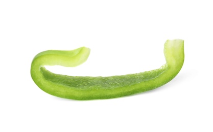 Slice of ripe paprika pepper on white background