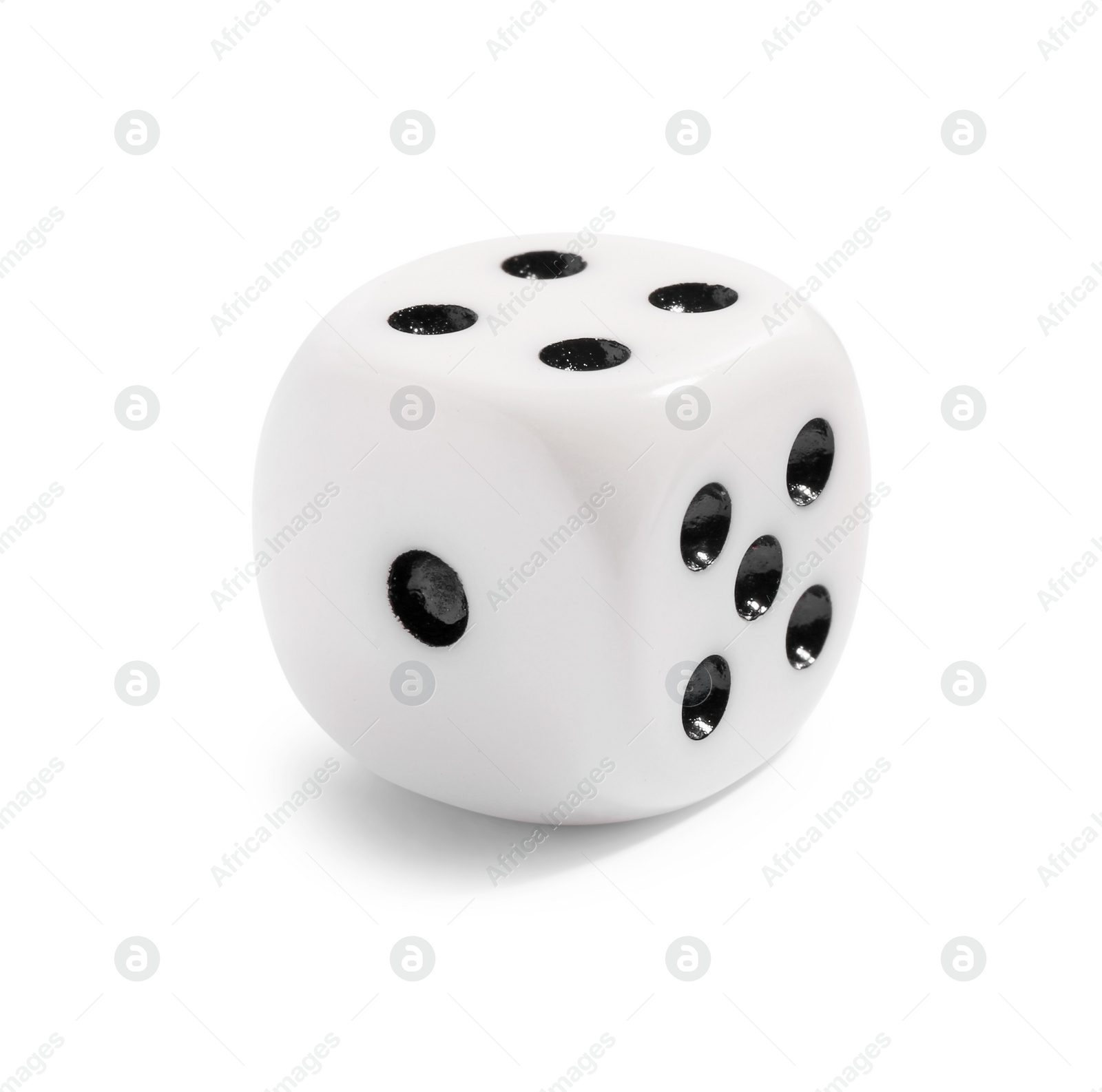 Photo of One dice isolated on white. Game cube