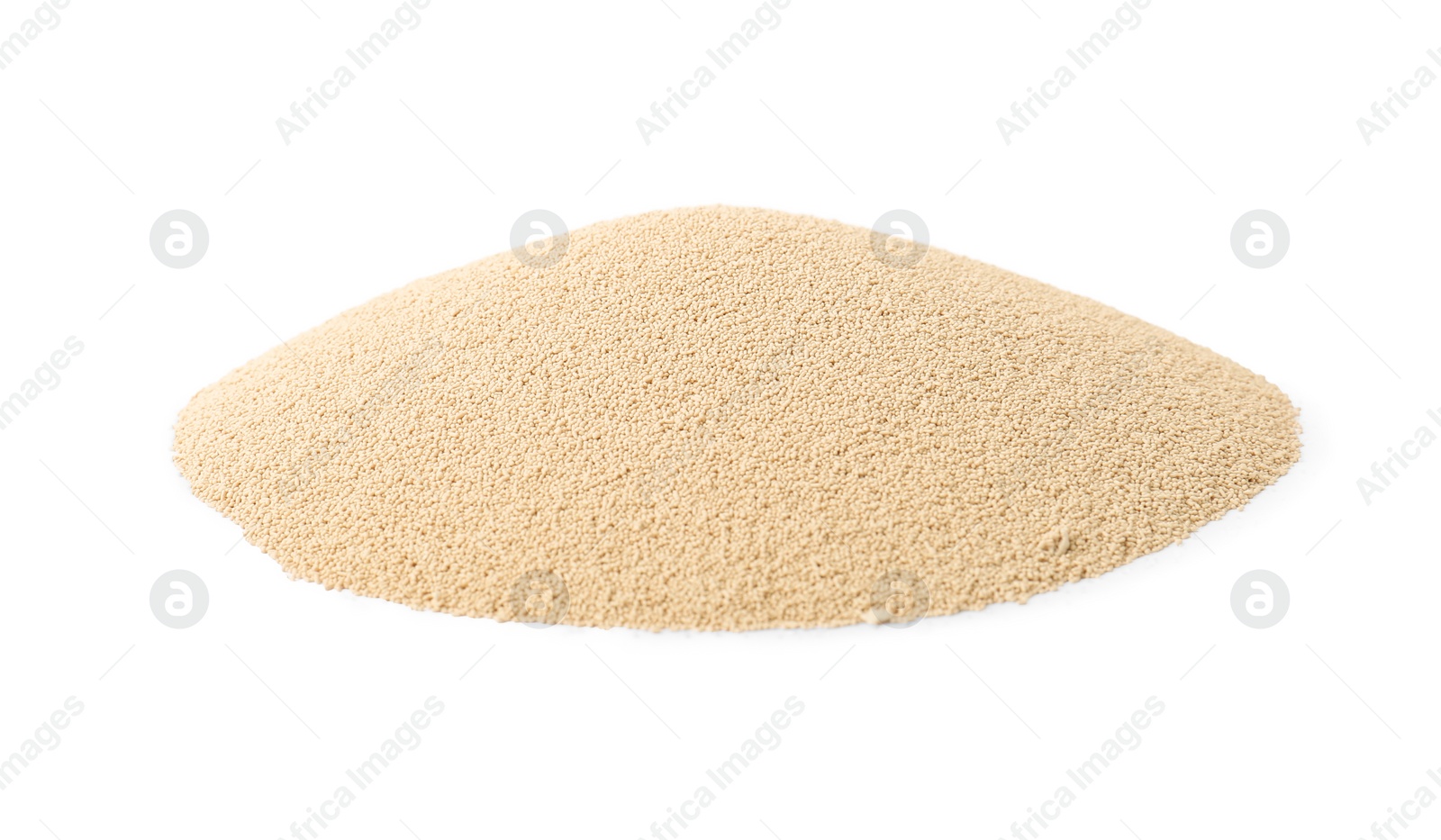 Photo of Active dry granulated yeast isolated on white