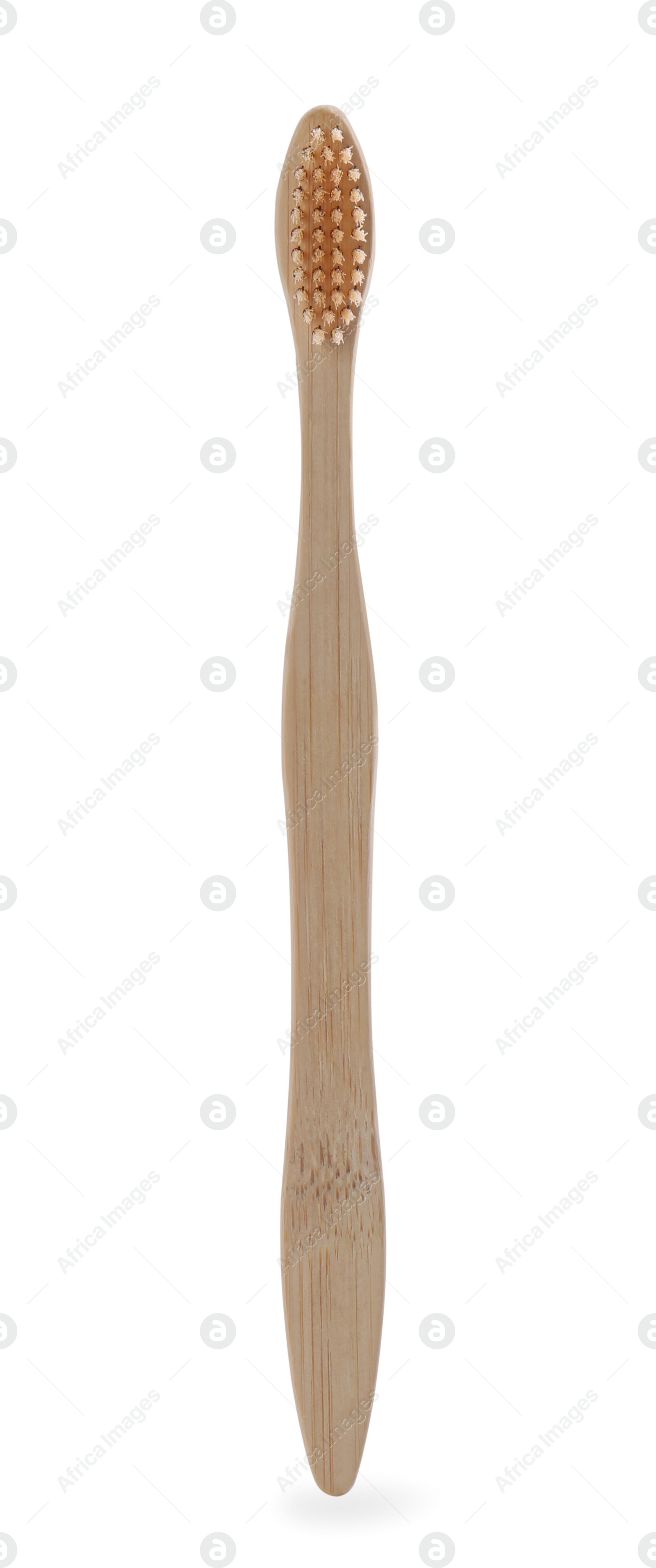 Photo of One bamboo toothbrush on white background. Eco friendly product