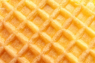 Photo of Delicious waffle for breakfast as background, closeup