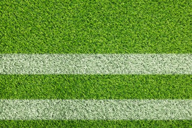 Image of Green grass with white markings, top view