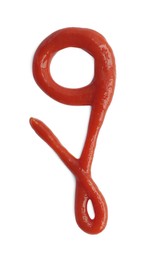 Photo of Letter q drawn by ketchup on white background