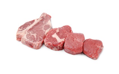 Photo of Cut fresh beef meat isolated on white