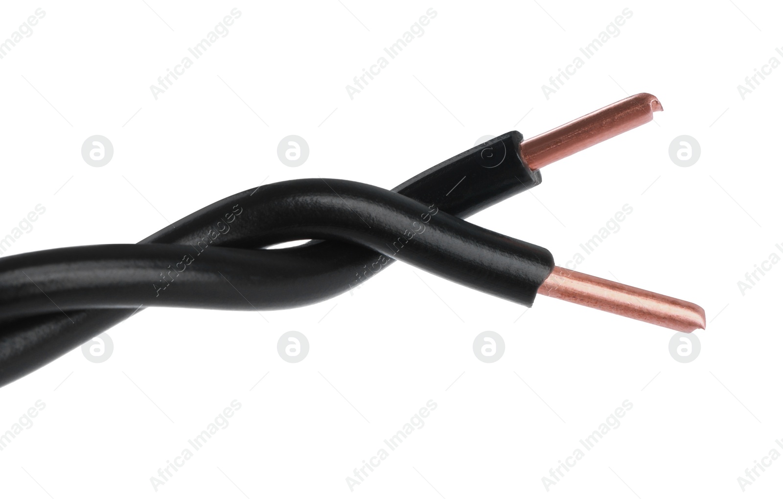 Photo of New black electrical wires on white background