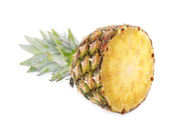 Half of tasty ripe pineapple isolated on white