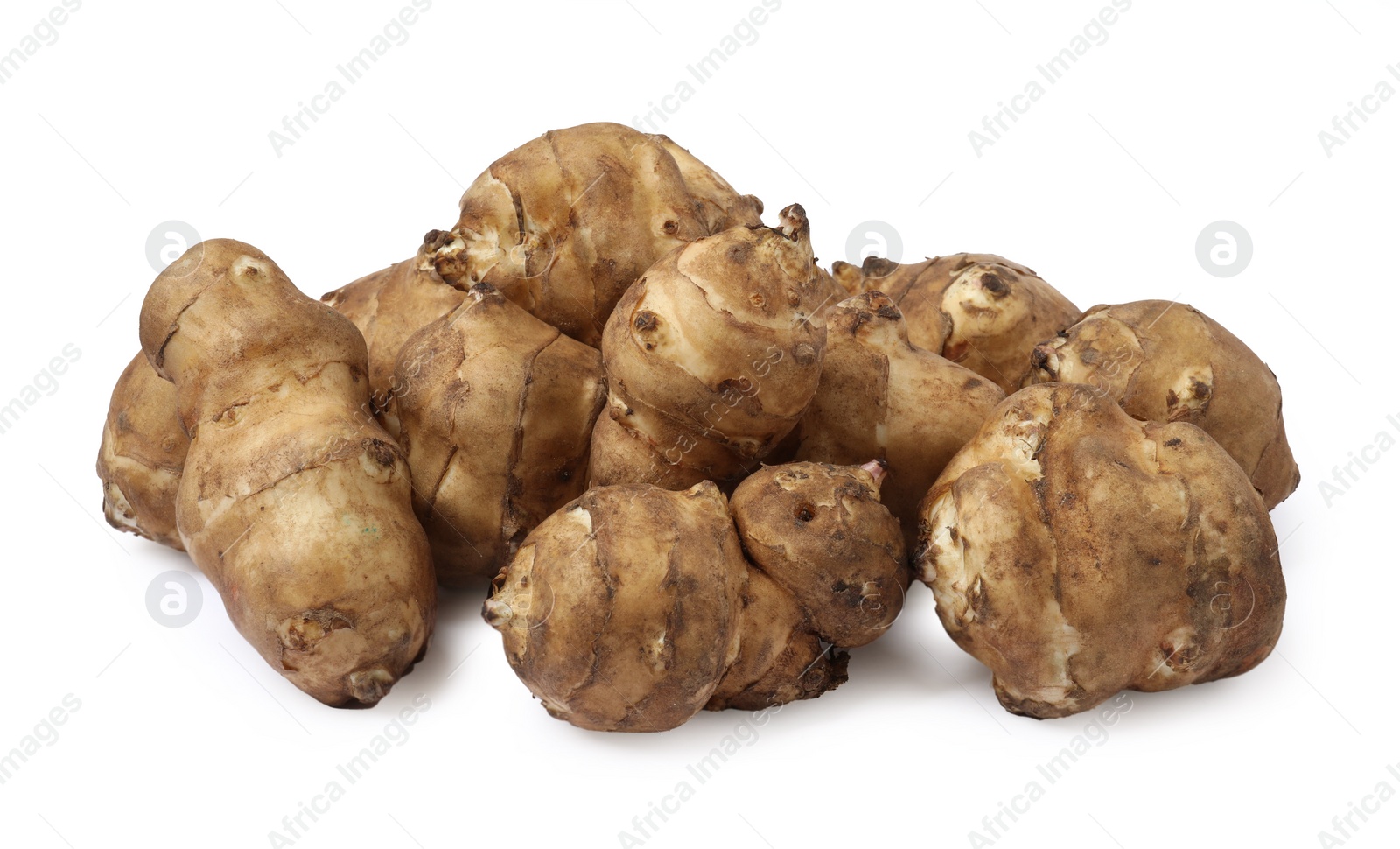 Photo of Group of Jerusalem artichokes isolated on white