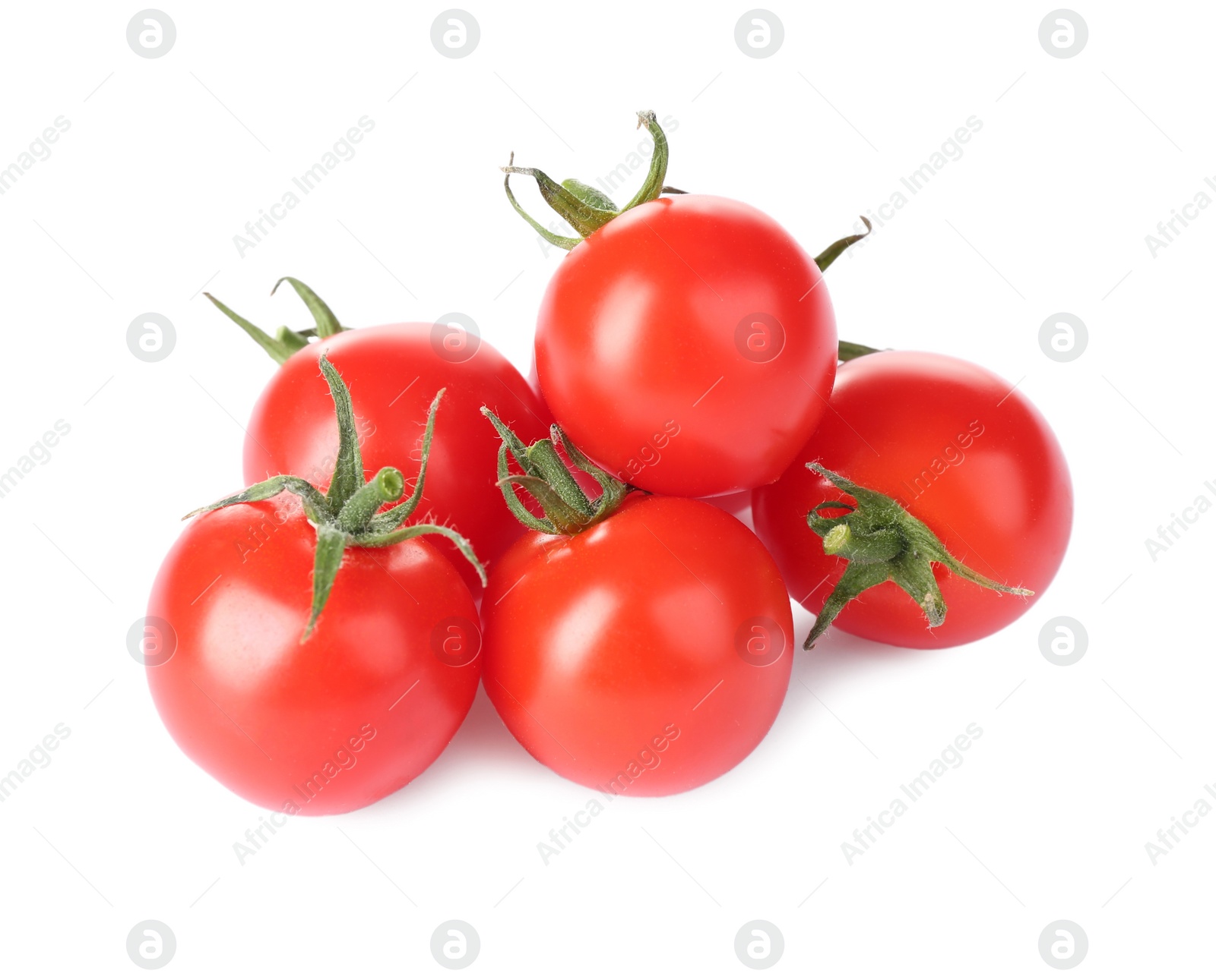 Photo of Tasty fresh raw tomatoes isolated on white