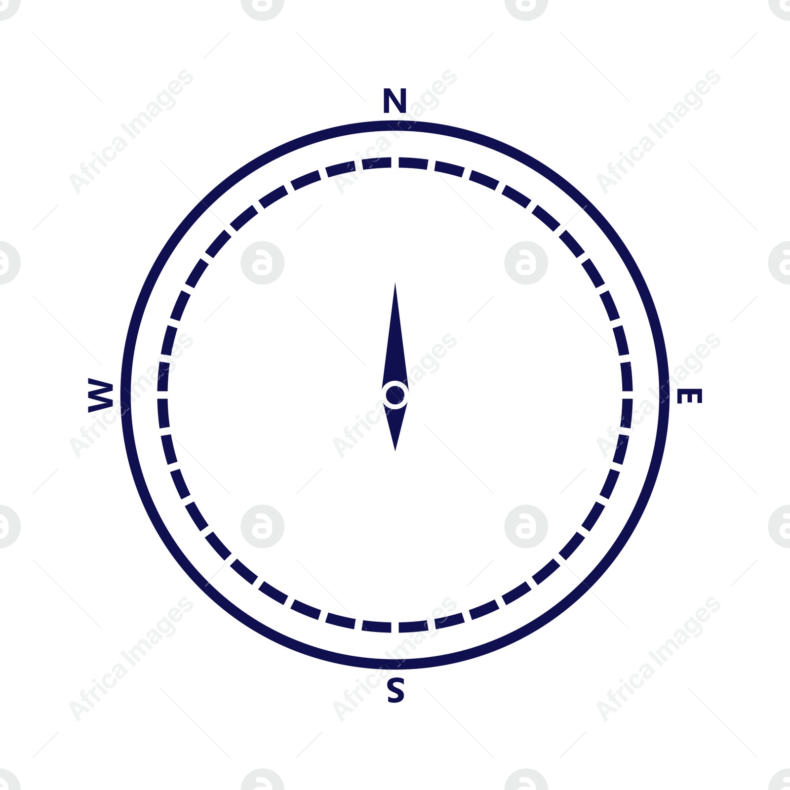 Illustration of Compass rose with four cardinal directions - North, East, South, West on white background. Illustration