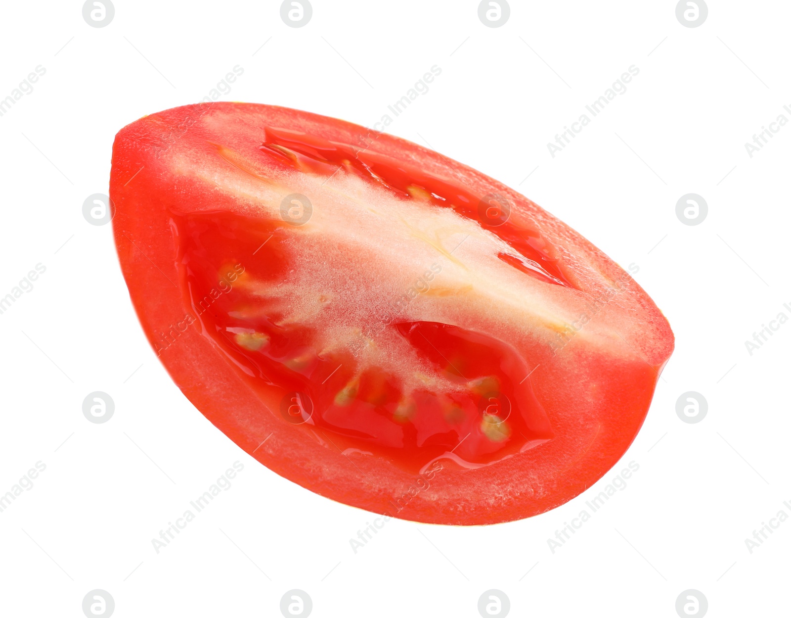 Photo of Piece of red ripe tomato isolated on white