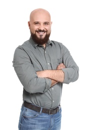 Portrait of confident young man on white background