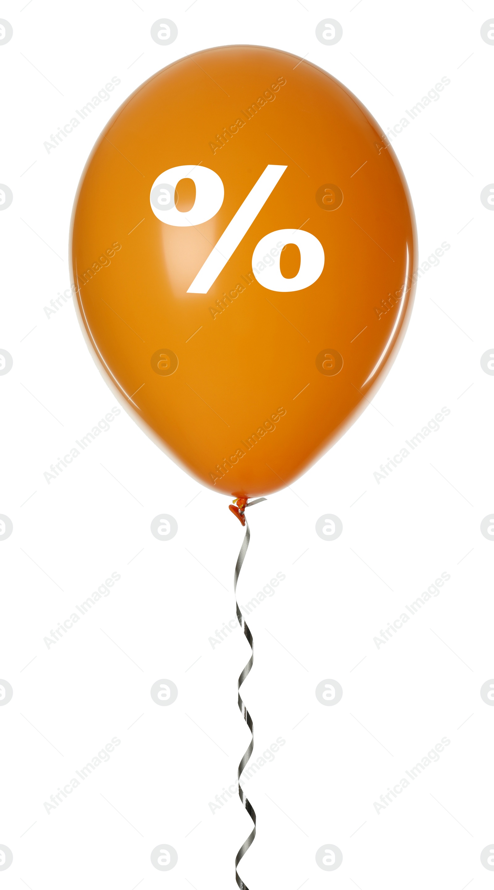 Image of Discount offer. Orange balloon with percent sign on white background