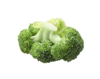 Photo of Fresh raw green broccoli isolated on white