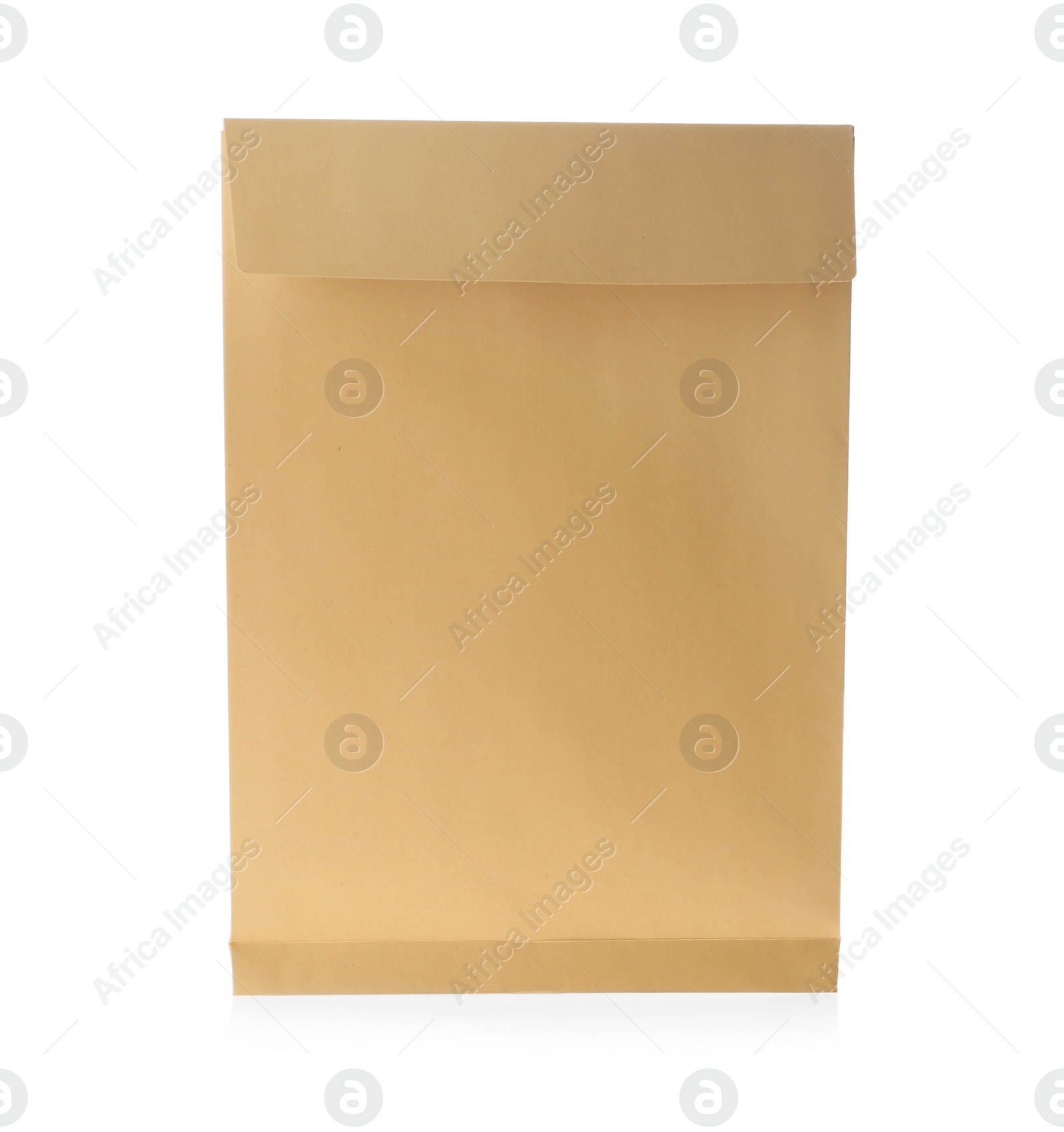 Photo of Kraft paper envelope isolated on white. Mail service