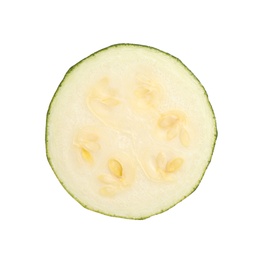 Slice of fresh ripe zucchini isolated on white
