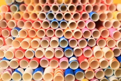 Many paper drinking straws as background, closeup