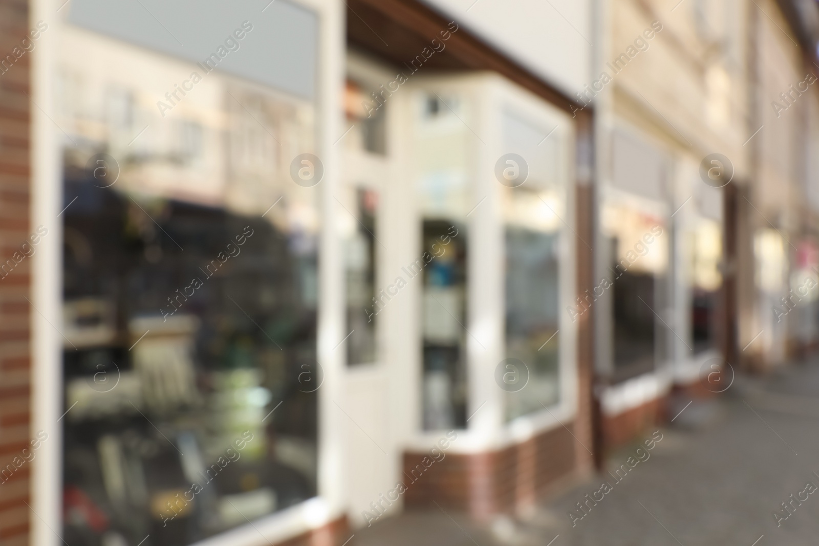 Photo of Blurred view of store exterior. Bokeh effect