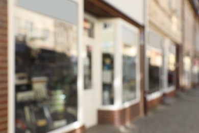 Blurred view of store exterior. Bokeh effect