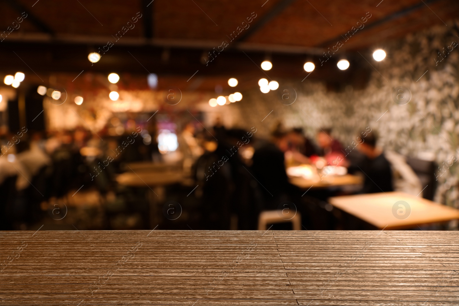 Image of Empty wooden surface in cafe. Space for design