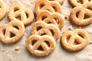 Photo of Tasty Danish butter cookies on paper background