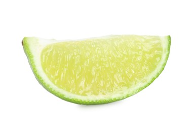 Photo of Slice of fresh green ripe lime isolated on white