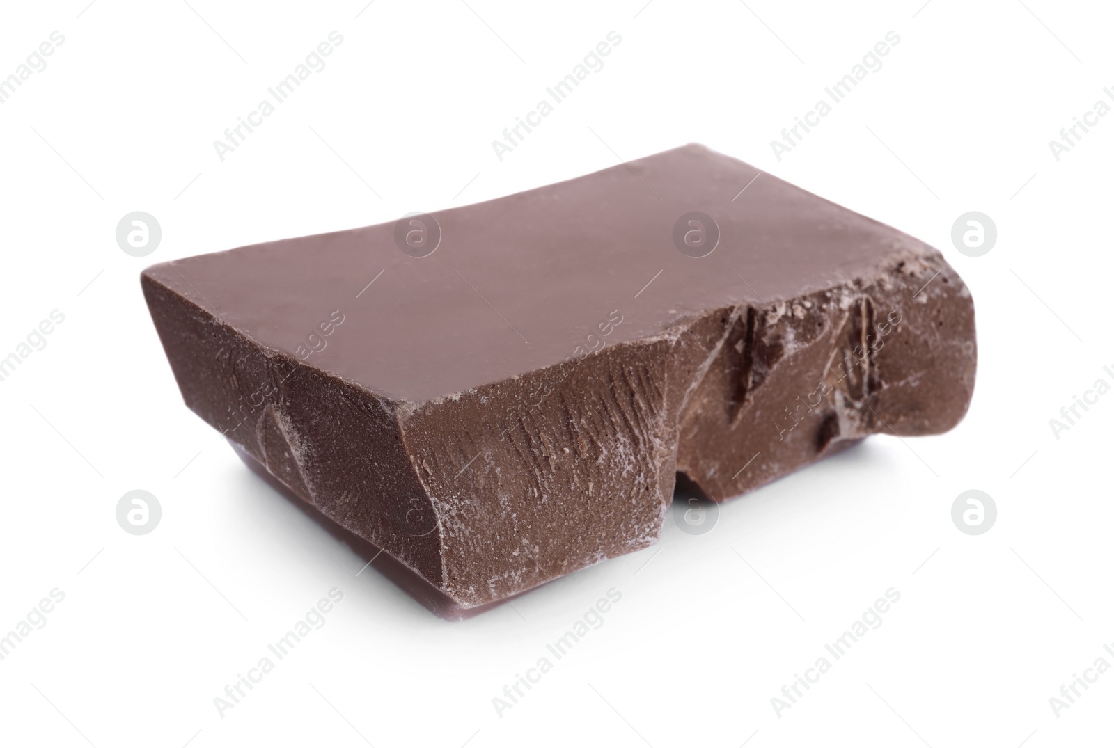 Photo of Piece of milk chocolate isolated on white