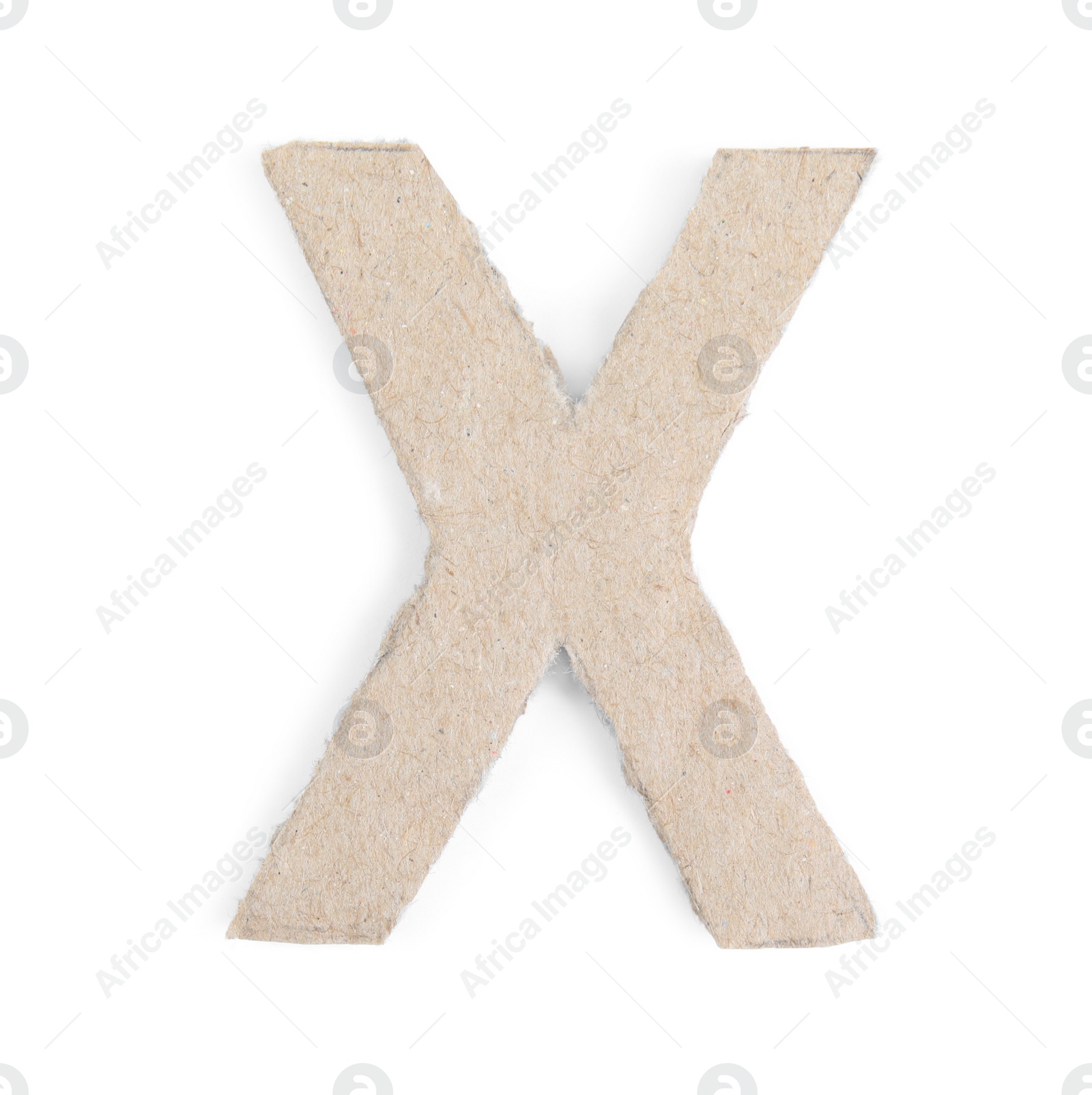 Photo of Letter X made of cardboard isolated on white
