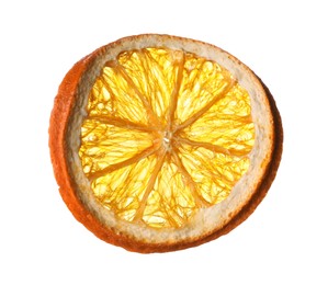 Photo of Delicious dry orange slice isolated on white