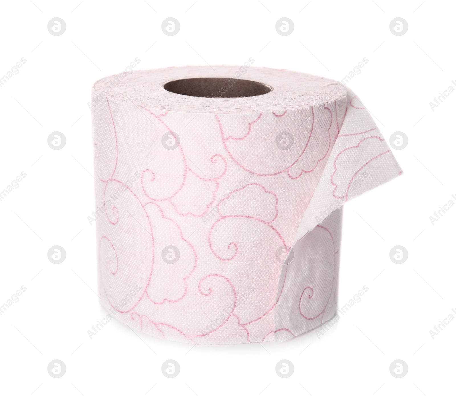 Photo of Color toilet paper roll on white background