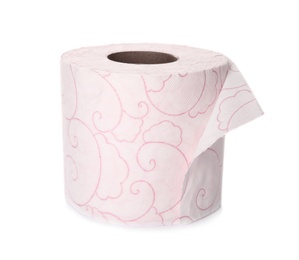 Color toilet paper roll on white background