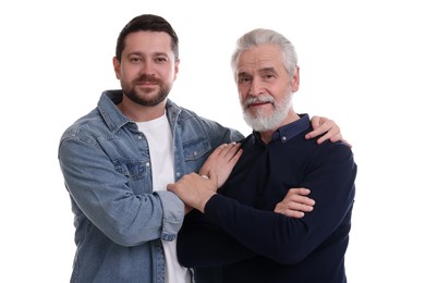 Photo of Son and his dad on white background