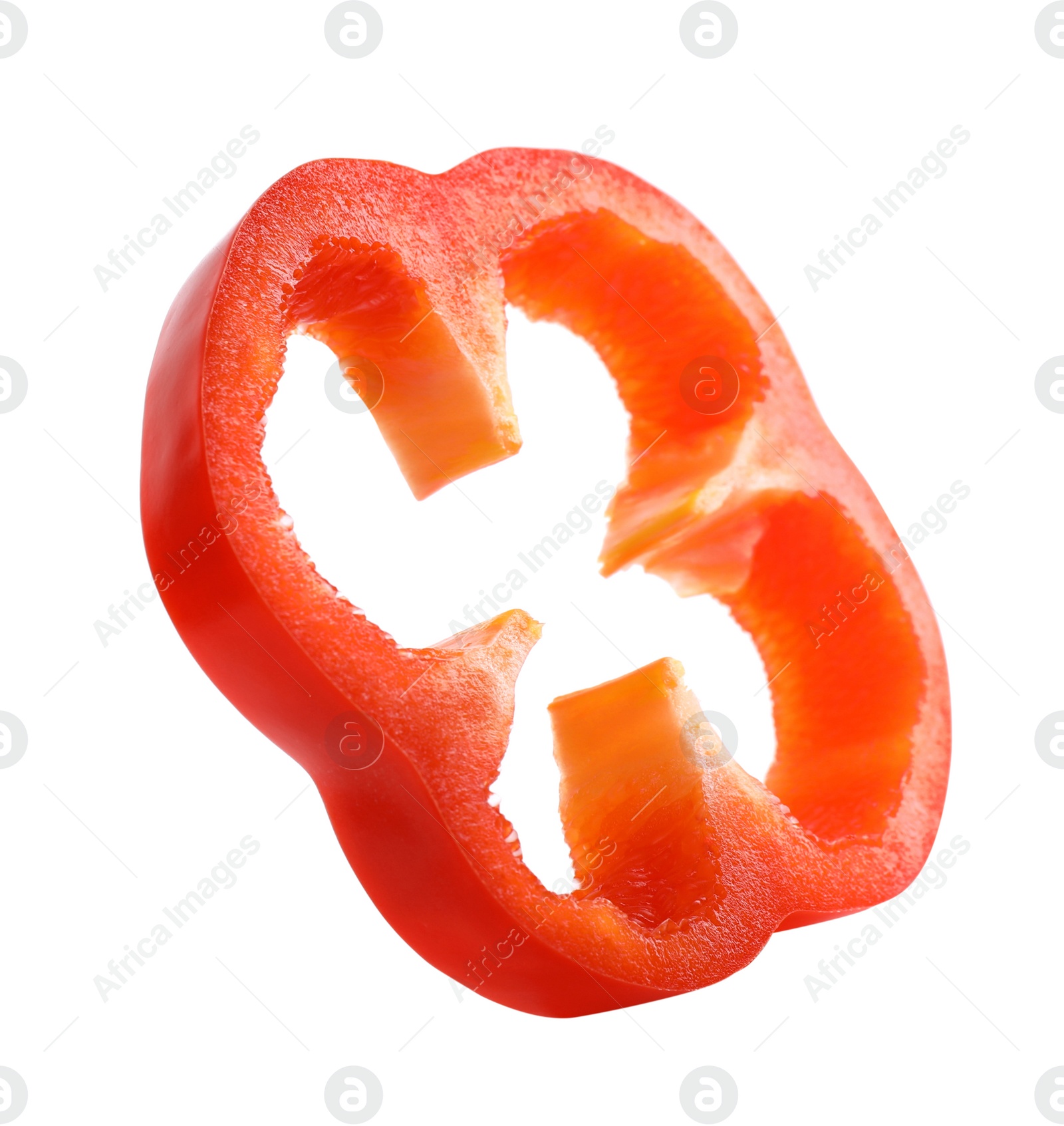 Photo of Slice of red bell pepper isolated on white