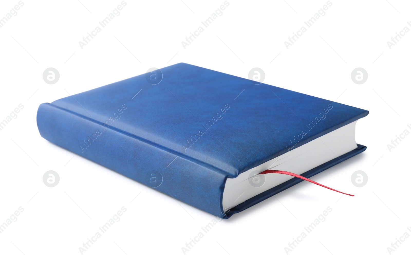 Photo of Stylish blue hardcover notebook isolated on white