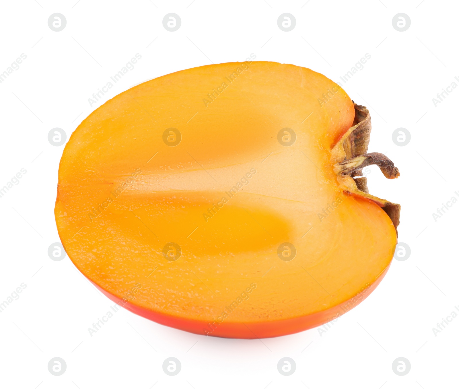 Photo of Piece of fresh persimmon fruit isolated on white