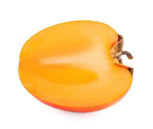 Photo of Piece of fresh persimmon fruit isolated on white