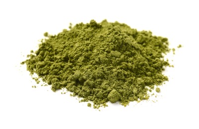 Photo of Heap of henna powder isolated on white